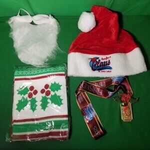 2025 Run for a Claus 5K Event Give Away Christmas Hat Scarf Beard Finisher Medal